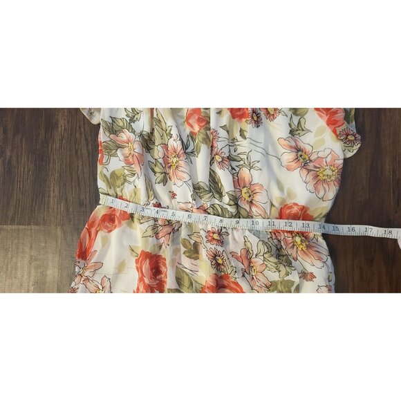 As U Wish Floral Hi-lo Faux Wrap Hem Adjustable Off Shoulder Dress Large - Picture 7 of 10